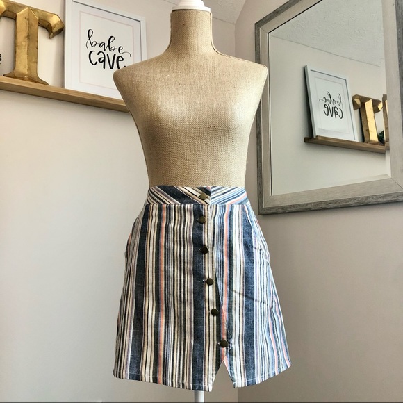 Altar’d State Striped Button A Line Skirt - Picture 11 of 13